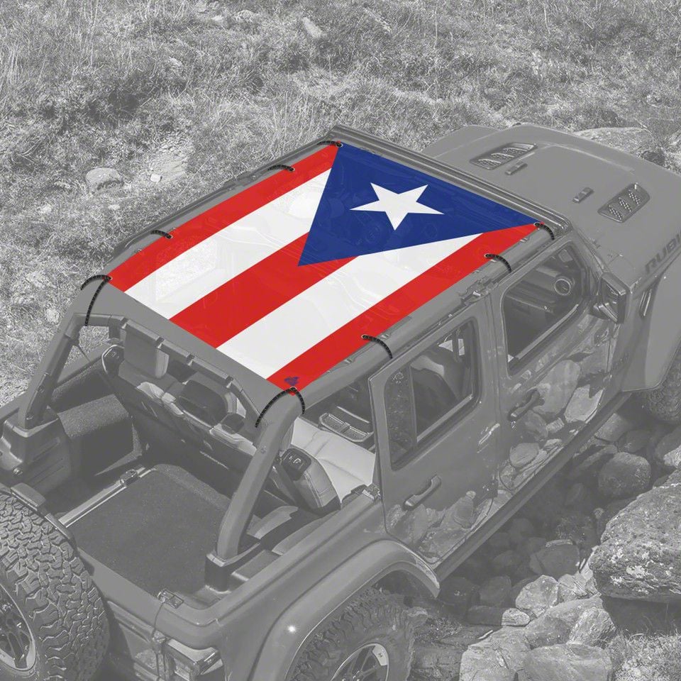 4x4 Attitude Jeep Wrangler Sunshade Puerto Rican Flag S205JL4 FU 18