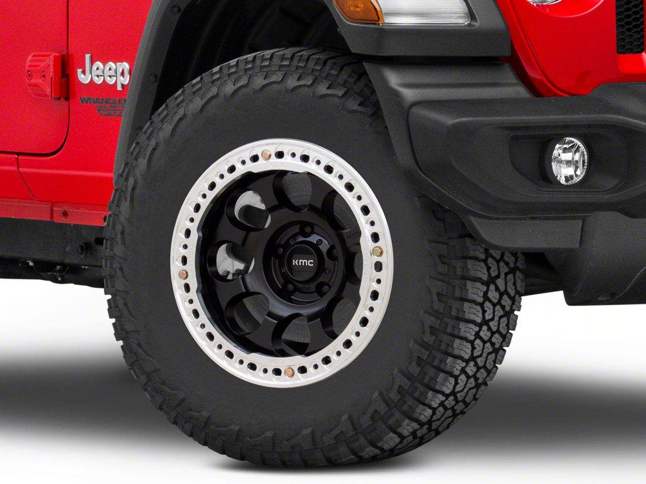 KMC Jeep Wrangler Riot Beadlock Satin Black With Machined Ring Wheel