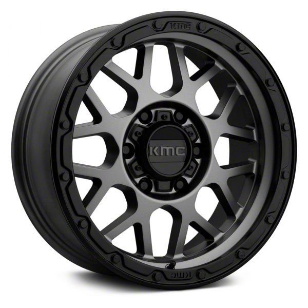 KMC Tundra Grenade Off Road Matte Gray With Matte Black Lip 6 Lug Wheel