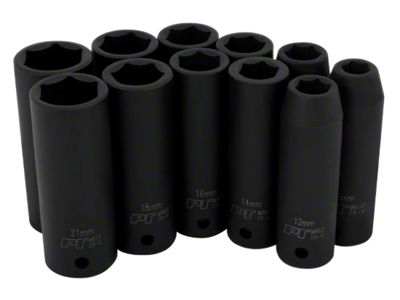 1/2-Inch Drive Impact Socket; Metric; 11-Piece Set