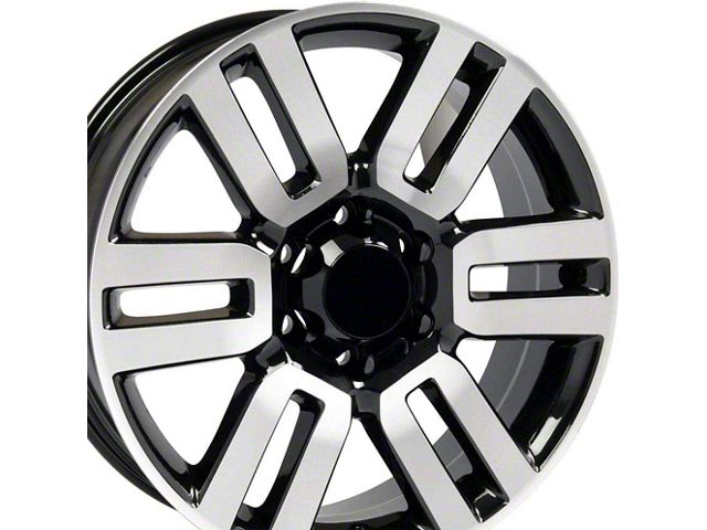 TY10 Gloss Black Machined 6-Lug Wheel; 20x7; 15mm Offset (2024 Tacoma)