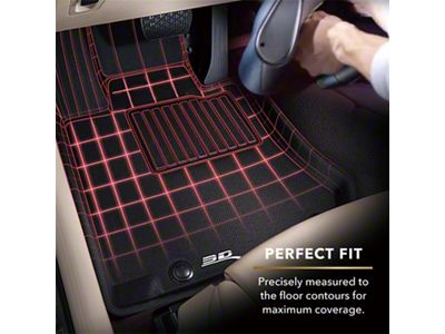 3D MAXpider KAGU Series All-Weather Custom Fit Front and Rear Floor Liners; Black (21-25 Bronco 2-Door w/o Vinyl Floors)