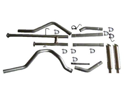 Aluminized Deep-Tone Dual Exhaust System with Painted Blunt Tips; Rear Exit (10-19 4.6L Tundra)