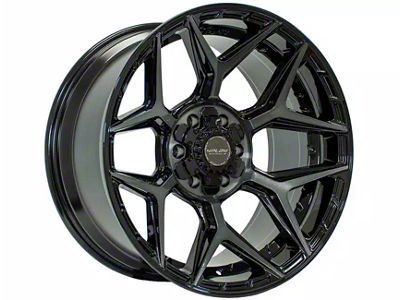 4Play 4P06 Gloss Black with Brushed Face 6-Lug Wheel; 22x12; -44mm Offset (03-09 4Runner)