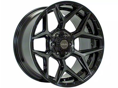 4Play 4P06 Gloss Black with Brushed Face 6-Lug Wheel; 22x12; -44mm Offset (22-24 Bronco Raptor)
