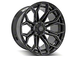 4Play 4P83 Gloss Black with Brushed Face 6-Lug Wheel; 24x12; -44mm Offset (21-24 Bronco, Excluding Raptor)