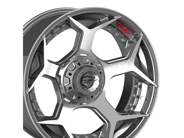 4Play Forged Series 4PF6 Brushed with Tinted Clear Center and Polished Barrel 6-Lug Wheel; 22x10; -18mm Offset (21-24 Bronco, Excluding Raptor)