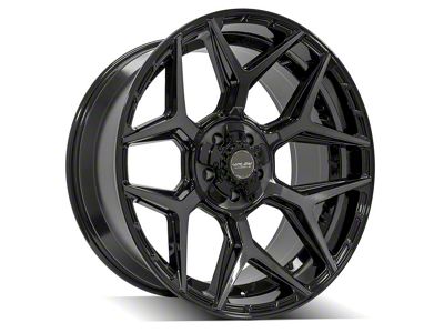 4Play 4P06 Gloss Black with Brushed Face Wheel; 22x10; -18mm Offset (76-86 Jeep CJ7)