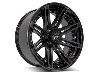 4Play 4P08 Gloss Black with Brushed Face Wheel; 22x10; -24mm Offset (76-86 Jeep CJ7)