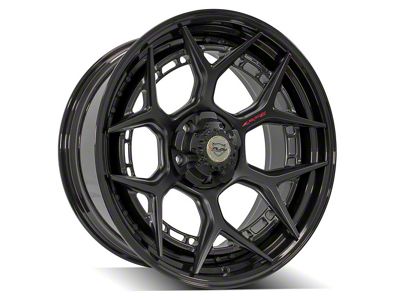 4Play Forged Series 4PF6 Matte Black Center with Gloss Black Barrel Wheel; 22x10 (76-86 Jeep CJ7)