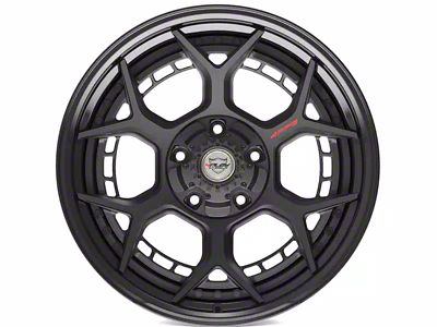 4Play 4PF6 Matte Black Center with Gloss Black Barrel Wheel; 20x9 (20-24 Jeep Gladiator JT)