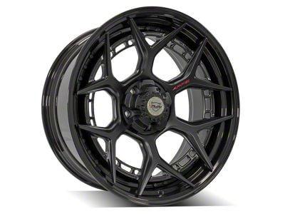 4Play Forged Series 4PF6 Matte Black Center with Gloss Black Barrel Wheel; 22x10 (20-24 Jeep Gladiator JT)