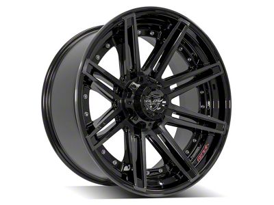 4Play 4P08 Gloss Black with Brushed Face Wheel; 22x10 (07-18 Jeep Wrangler JK)
