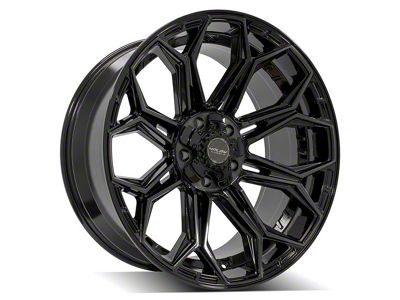 4Play 4P83 Gloss Black with Brushed Face Wheel; 22x10; -18mm Offset (07-18 Jeep Wrangler JK)