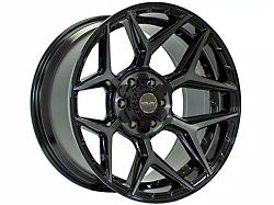 4Play 4P06 Gloss Black with Brushed Face 6-Lug Wheel; 22x12; -44mm Offset (17-24 Titan)