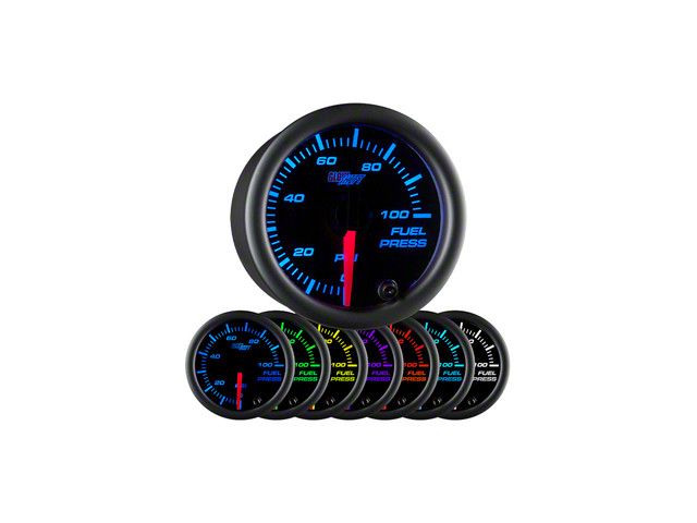 100 PSI Fuel Pressure Gauge; Black 7 Color (Universal; Some Adaptation May Be Required)