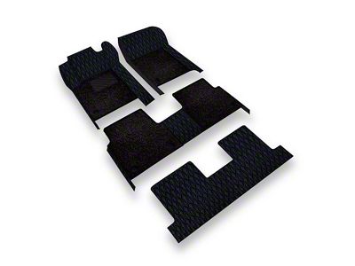 Double Layer Diamond Front, Rear and Third Row Floor Mats; Base Layer Black and Top Layer Black (10-24 4Runner w/ Split Middle Seat)