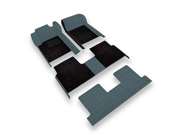 Double Layer Diamond Front, Rear and Third Row Floor Mats; Base Layer Gray and Top Layer Black (10-24 4Runner w/ Full Middle Seat)