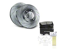 Drilled and Slotted 6-Lug Brake Rotor and Pad Kit; Front (03-09 4Runner w/ 13.30-Inch Front Rotors)