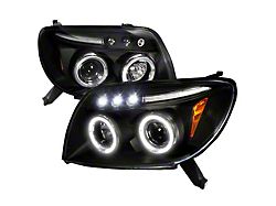 Dual Halo Projector Headlights; Matte Black Housing; Clear Lens (03-05 4Runner)