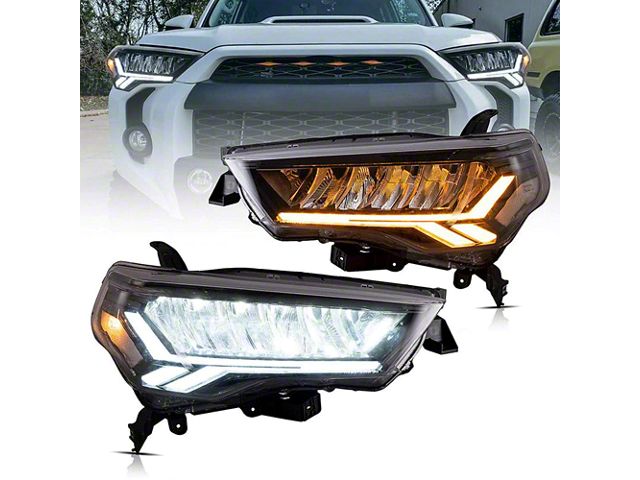 Full LED Headlights; Black Housing; Clear Lens (14-20 4Runner)