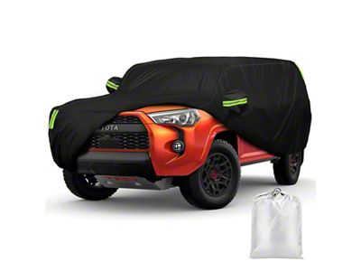 Full Oxford Cloth Car Cover; Black with Green Reflective Strips (03-24 4Runner)