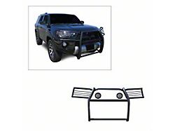 Grille Guard with 5.30-Inch Black Round Flood LED Lights; Black (10-24 4Runner, Excluding Nightshade, 14-24 Limited, 20-24 TRD Pro, 22-24 TRD Sport)