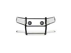 Grille Guard with 5.30-Inch Black Round Flood LED Lights; Stainless Steel (10-24 4Runner, Excluding Nightshade, 14-24 Limited, 20-24 TRD Pro, 22-24 TRD Sport)