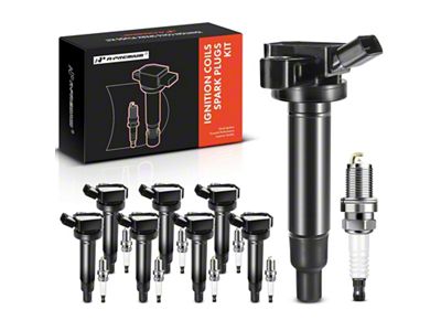 Ignition Coil Set with Iridium Spark Plugs; Black (03-09 4.7L 4Runner)