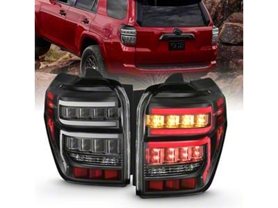 LED Bar Style Tail Lights with Sequential Turn Signal; Black Housing; Clear Lens (14-24 4Runner)