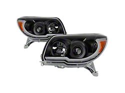 LED Light Bar Projector Headlights; Black Housing; Clear Lens (06-09 4Runner)