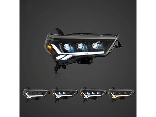 LED Projector Headlights with Amber Marker Lights; Black Housing; Clear Lens (14-20 4Runner)