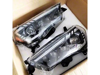 LED Projector Headlights; Black Housing; Clear Lens (14-24 4Runner)