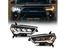 LED Projector Headlights; Black Housing; Clear Lens (14-24 4Runner)