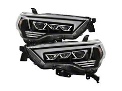 Light Bar Projector Headlights with Sequential LED Turn Signals; Black Housing; Clear Lens (14-24 4Runner)