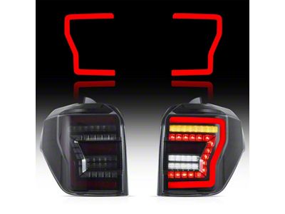 Sequential LED Tail Lights; Black Housing; Smoked Lens (10-24 4Runner)