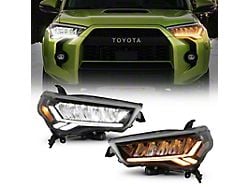 Shark Tooth Style LED Headlights; Black Housing; Clear Lens (14-24 4Runner)