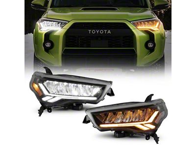 Shark Tooth Style LED Headlights; Black Housing; Clear Lens (14-24 4Runner)