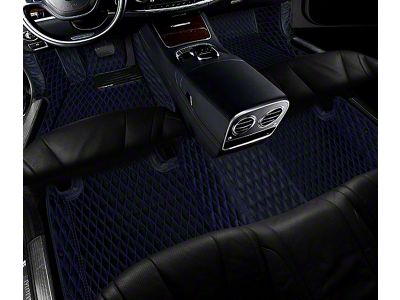 Single Layer Diamond Front and Rear Floor Mats; Black and Blue Stitching (10-24 4Runner w/o Third Row Seats)
