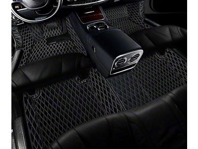 Single Layer Diamond Front and Rear Floor Mats; Black and White Stitching (10-24 4Runner w/o Third Row Seats)