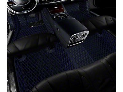 Single Layer Diamond Trunk Mat; Black and Blue Stitching (10-24 4Runner w/ Full Middle Seat)