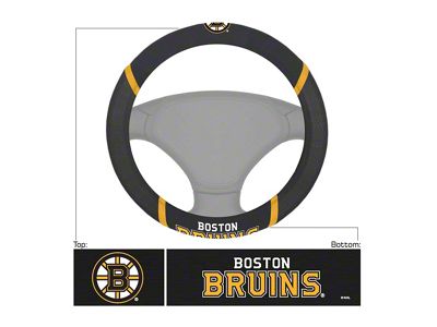 Steering Wheel Cover with Boston Bruins Logo; Black (Universal; Some Adaptation May Be Required)