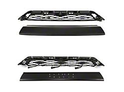 TRD Pro Style Upper Replacement Grille with Amber Grille Lights; Black (14-19 4Runner)