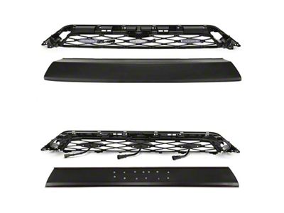 TRD Pro Style Upper Replacement Grille with Amber Grille Lights; Black (14-19 4Runner)