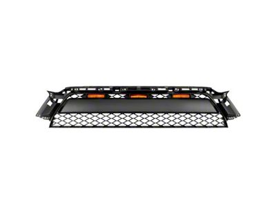 TRD Pro Style Upper Replacement Grille with Amber Grille Lights; Black (10-13 4Runner)