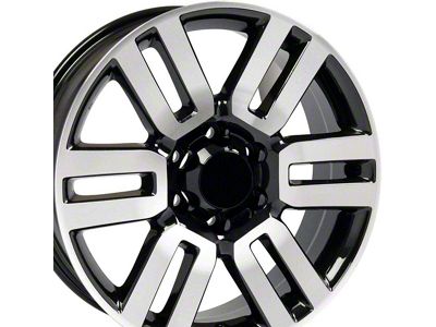 TY10 Gloss Black Machined 6-Lug Wheel; 20x7; 15mm Offset (10-24 4Runner)