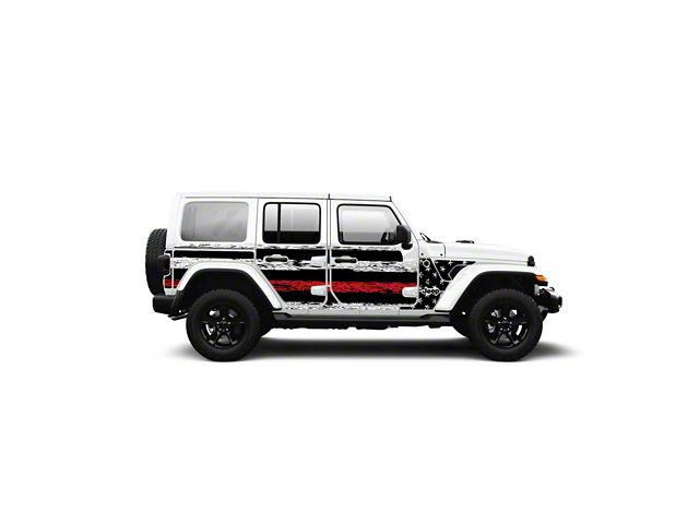 4x4 Attitude Action Shield Body Armor; Patriot USA Distressed Red Line (18-24 Jeep Wrangler JL 4-Door)