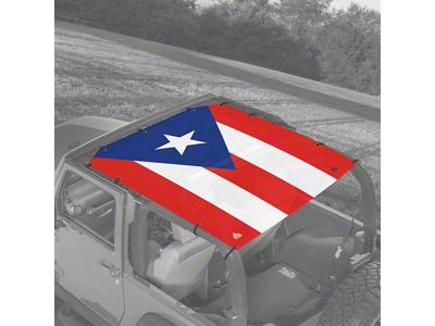 4x4 Attitude Sunshade; Puerto Rican Flag (07-18 Jeep Wrangler JK 2-Door)