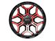 RTX Offroad Wheels Goliath Gloss Black Machined Red Spokes 6-Lug Wheel; 20x9; 0mm Offset (21-24 Bronco, Excluding Raptor)