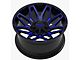 TW Offroad T3 Lotus Gloss Black with Blue 6-Lug Wheel; 20x9; 0mm Offset (21-24 Bronco, Excluding Raptor)